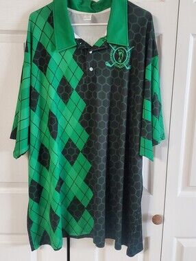 Garment One  Sz 4xl Polo Golf Shirt. Mens. Bigfoot. Green Blk